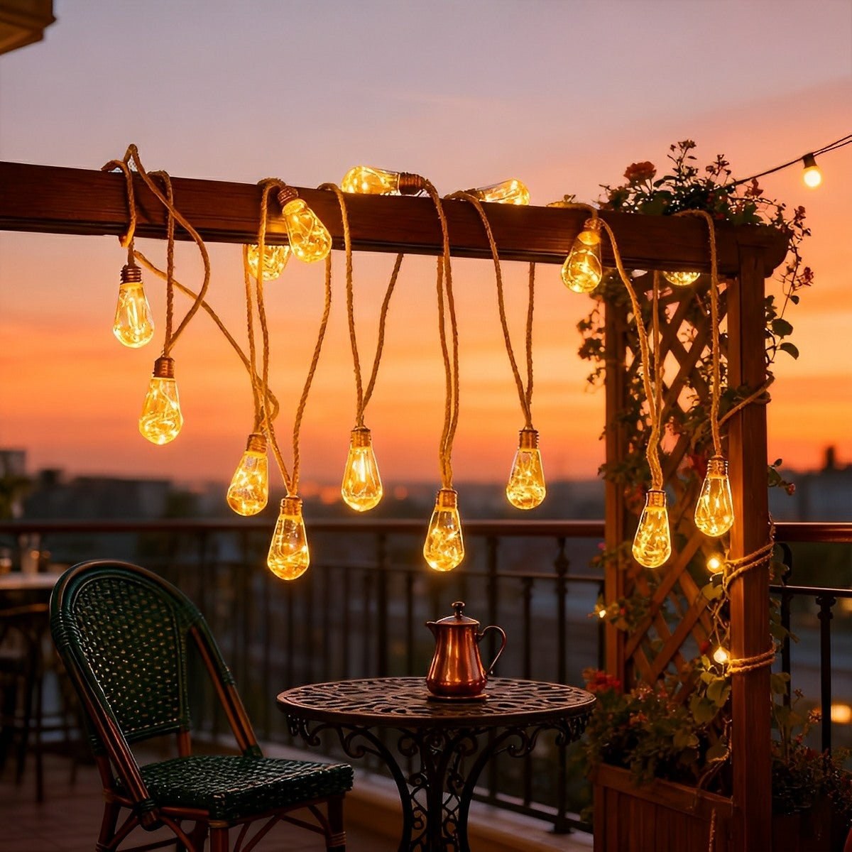 Garden Lights Solar Outdoor String Lights with Hemp Rope 6