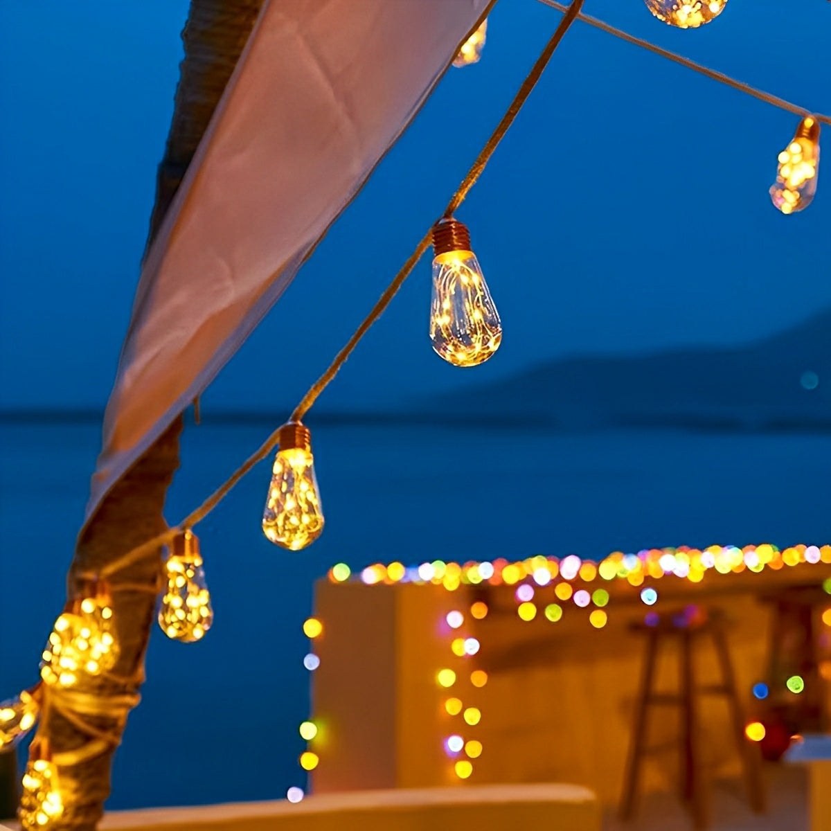 Garden Lights Solar Outdoor String Lights with Hemp Rope 7