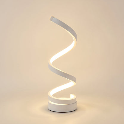 Spiral LED table lamp in white
