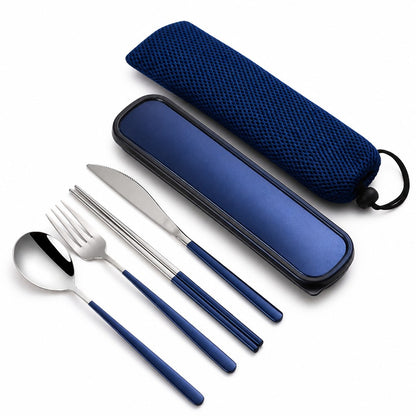 Cutlery set in navy and silver