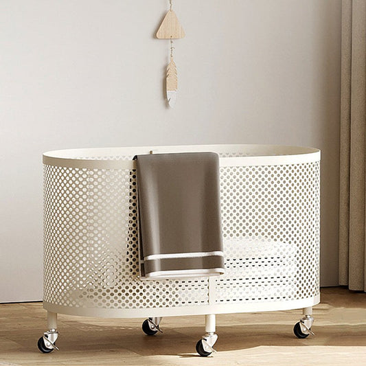 Storage Cabinet on Wheels, Perforated Metal Storage Basket and Laundry Hamper for Living Room and Bedroom