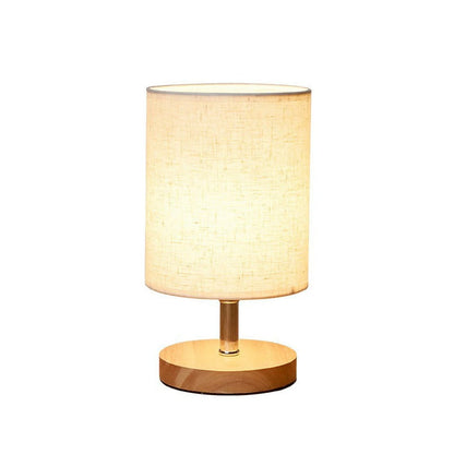 Table Lamp with Linen Shade and Wood Base, Round or Square photo 1