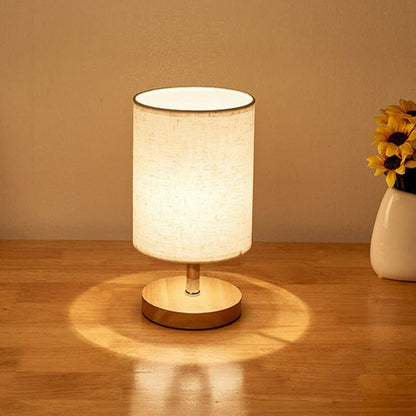 Table Lamp with Linen Shade and Wood Base, Round or Square photo 2