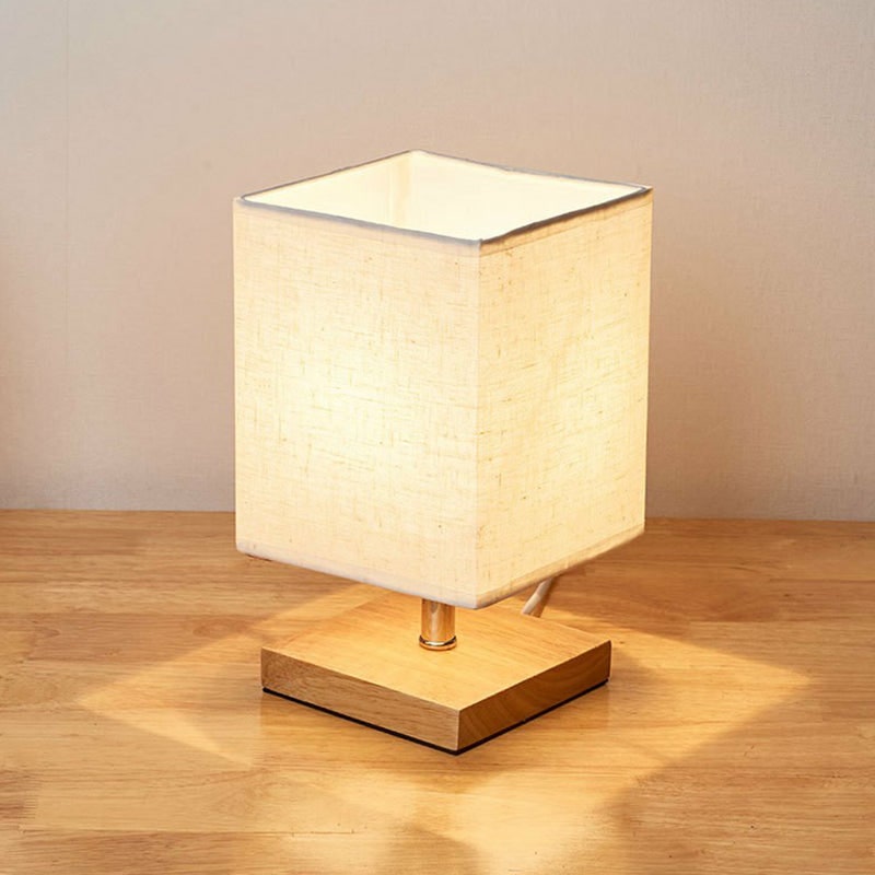 Table Lamp with Linen Shade and Wood Base, Round or Square photo 3