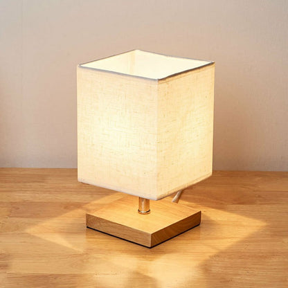 Table Lamp with Linen Shade and Wood Base, Round or Square photo 3