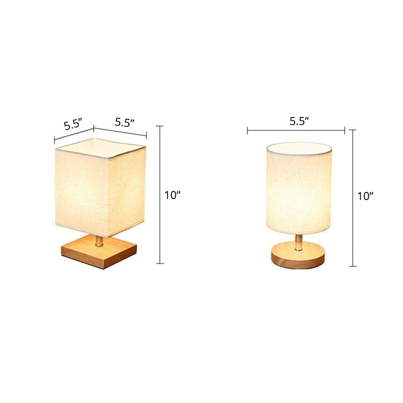 Table Lamp with Linen Shade and Wood Base, Round or Square photo 5