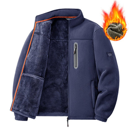 Navy fleece jacket with extra warm teddy lining