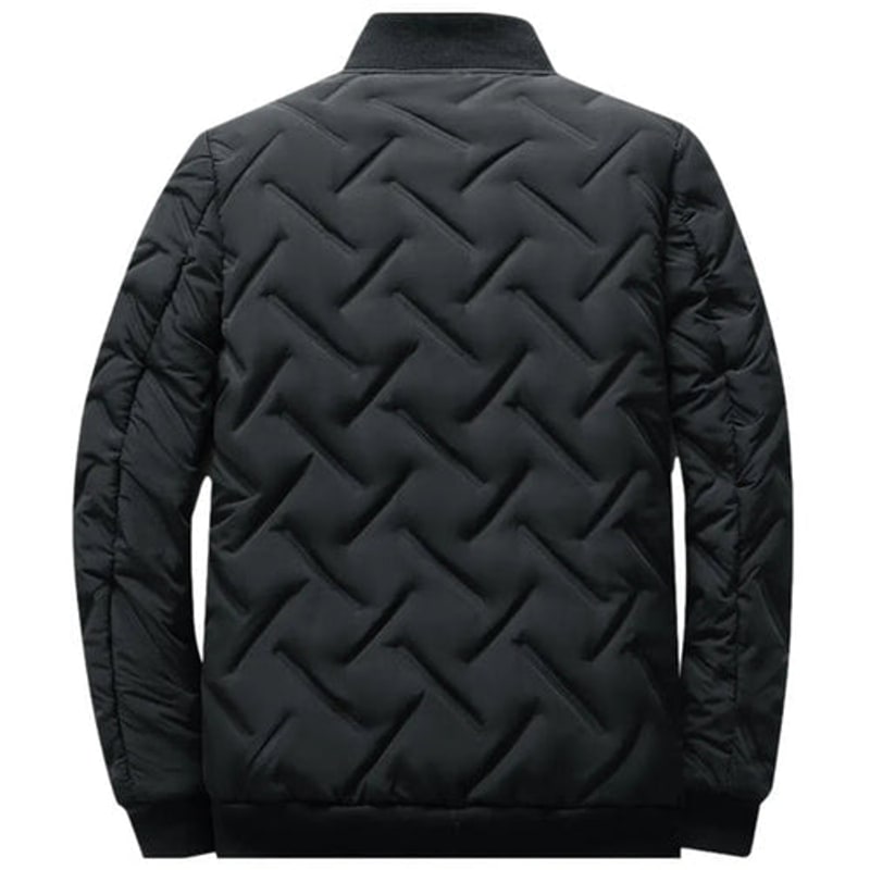 Back view of the black quilted jacket