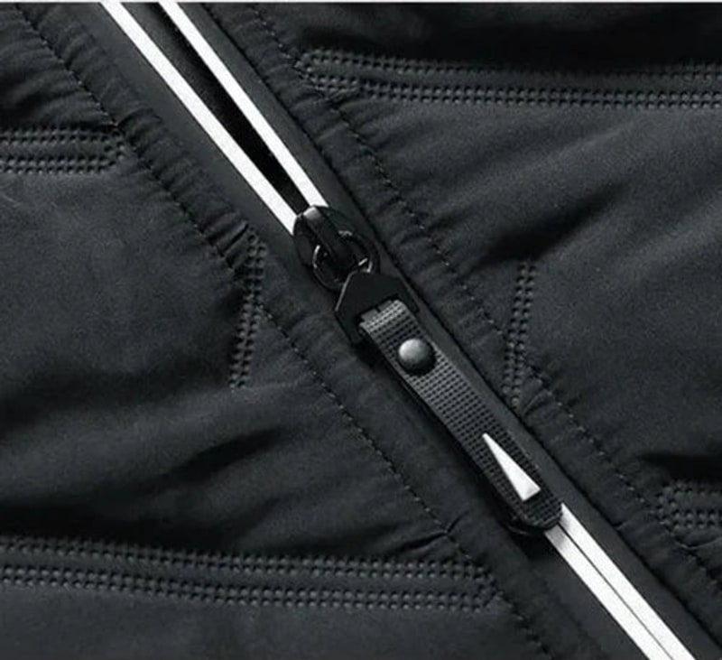 Close up of the zip pocket with reflective trim