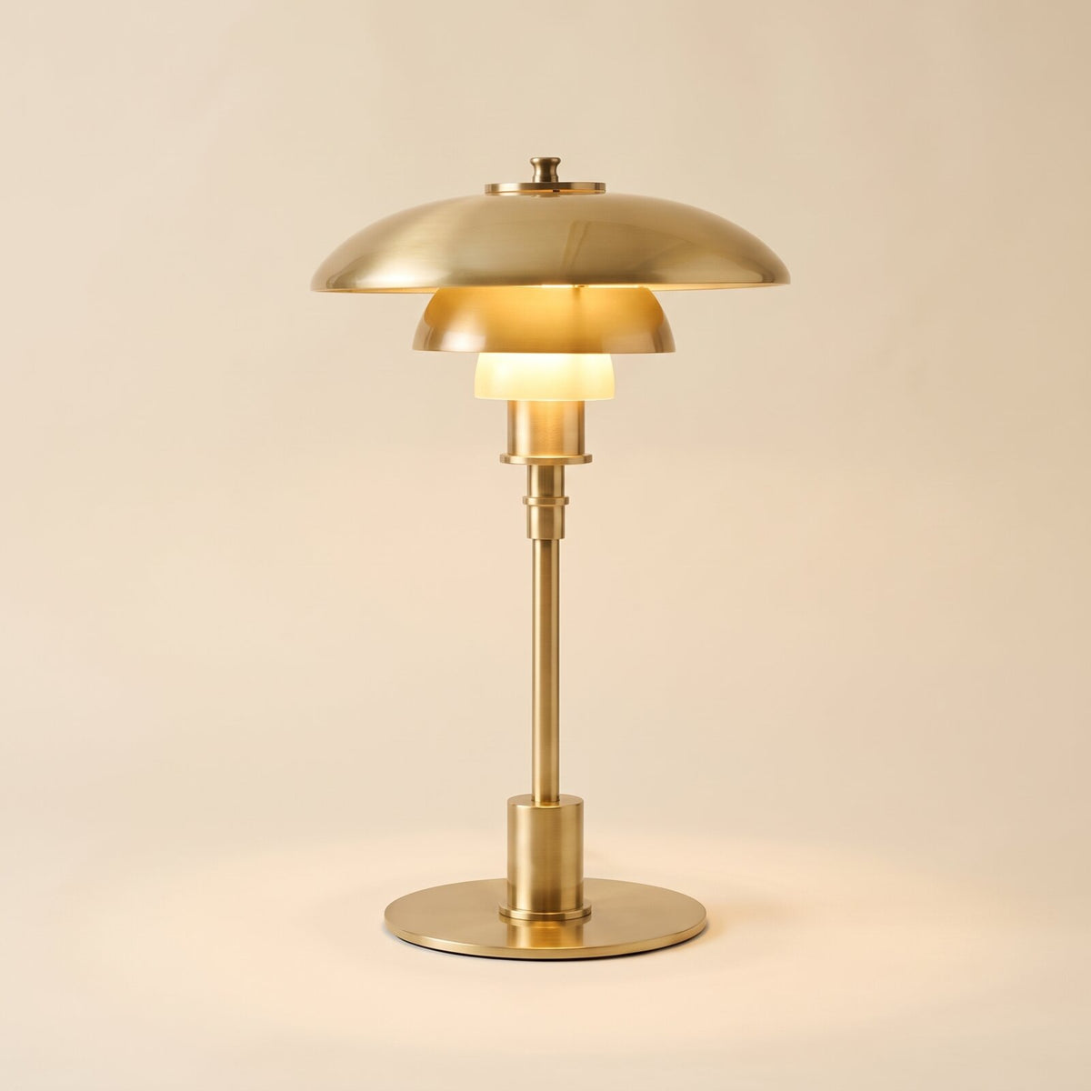 Tiered shade bedside table lamp in gold
