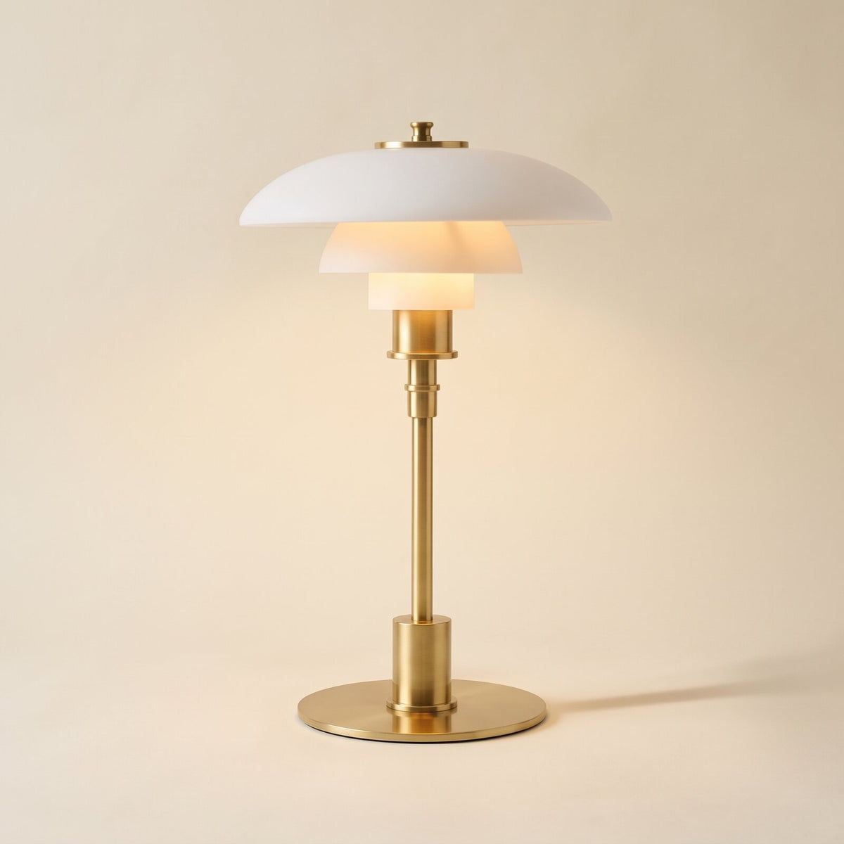 Tiered shade bedside table lamp in white