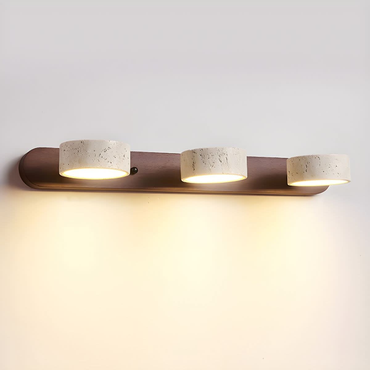 Travertine LED Wall Light with Wood Base, Modern Sconce 6