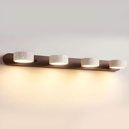 Travertine LED Wall Light with Wood Base, Modern Sconce 8