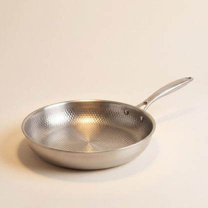 Uncoated stainless steel frying pan
