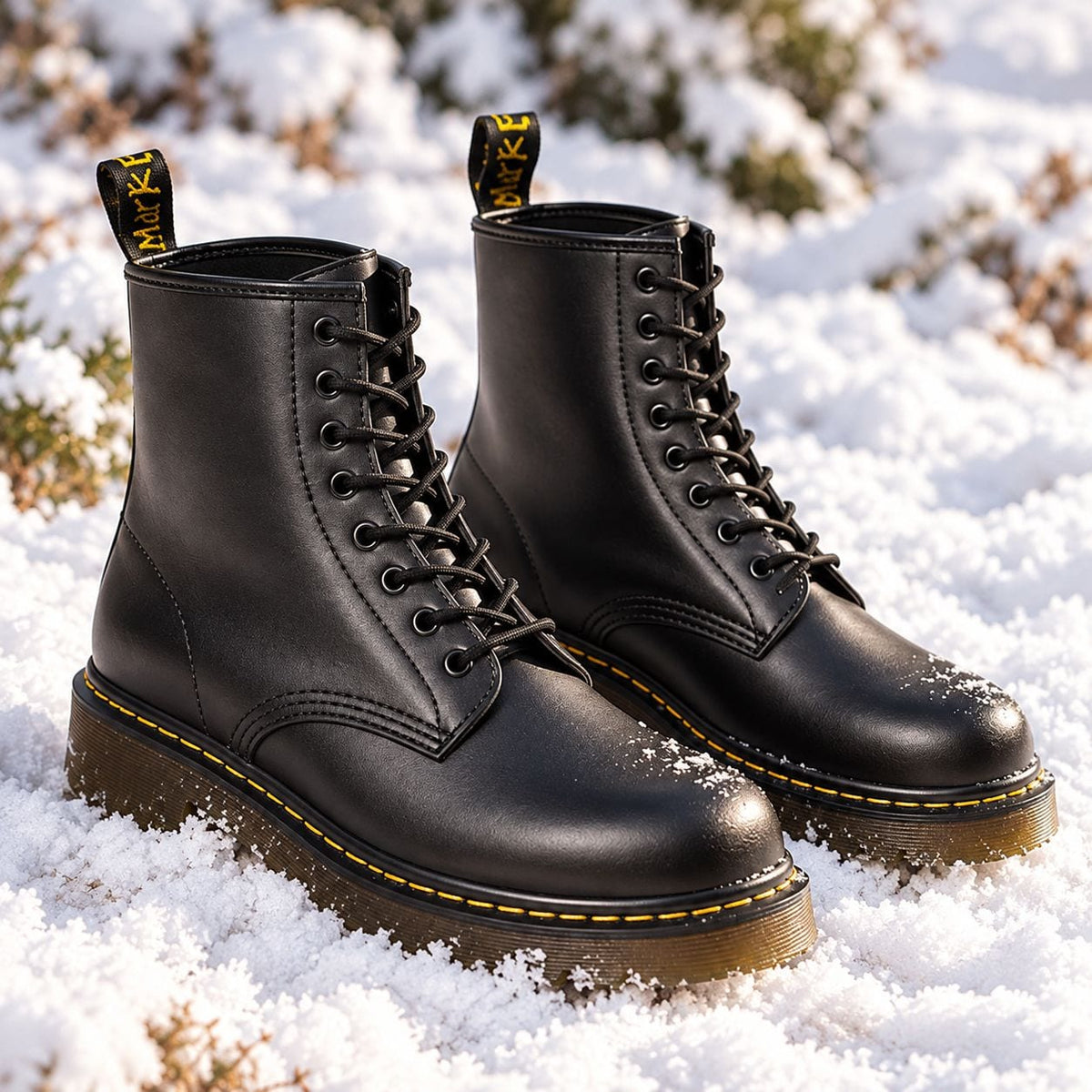 Black lace-up boots, pair