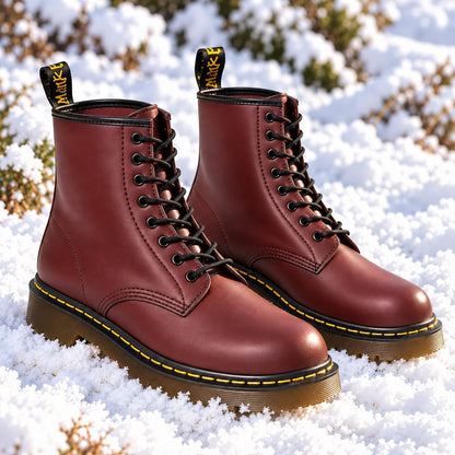 Burgundy lace-up boots