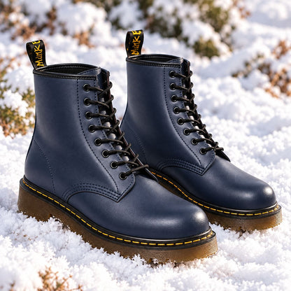 Blue lace-up boots