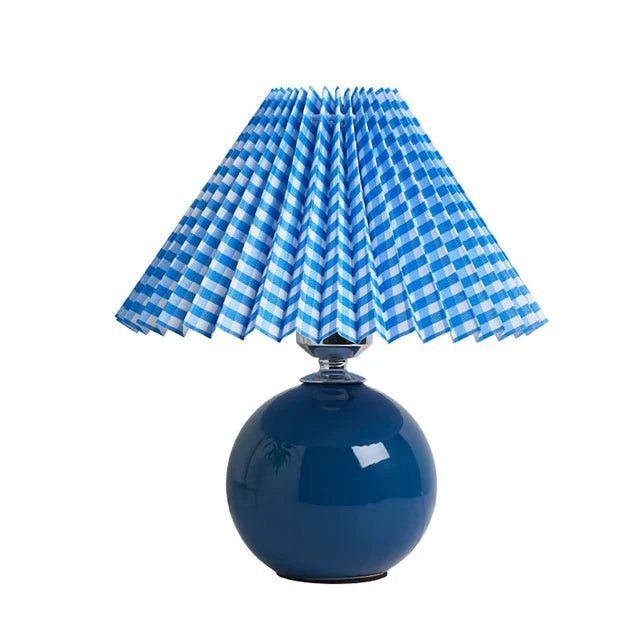 Vintage Pleated Table Lamp in blue and blue