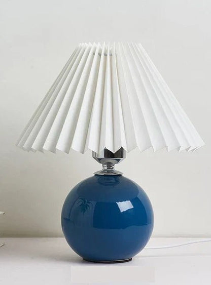 Vintage Pleated Table Lamp in blue and white