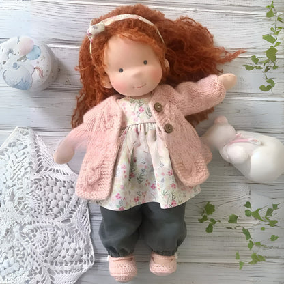 Waldorf Doll, Handmade Cotton Rag Doll with Wool Stuffing 5