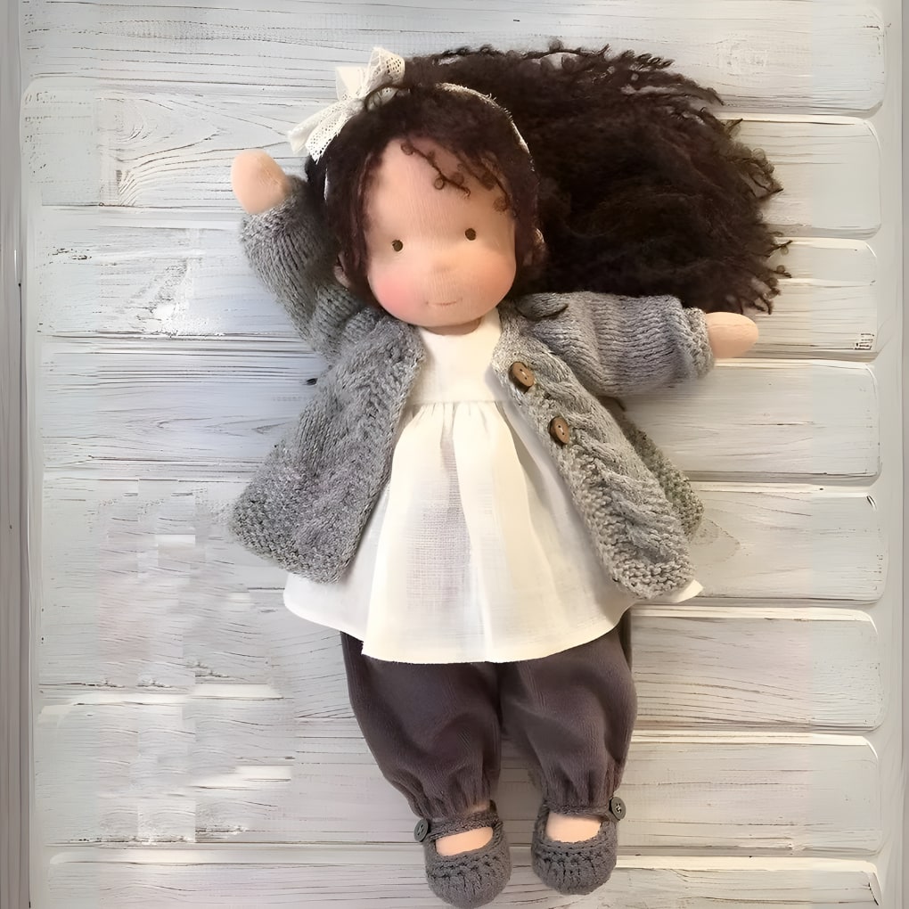 Waldorf Doll, Handmade Cotton Rag Doll with Wool Stuffing 6