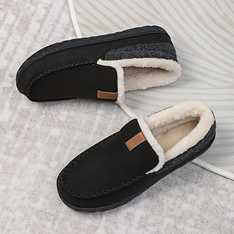 Men's Moccasin Slippers in Warm Faux Wool for Winter 3