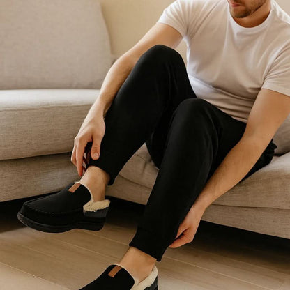 Men's Moccasin Slippers in Warm Faux Wool for Winter 7