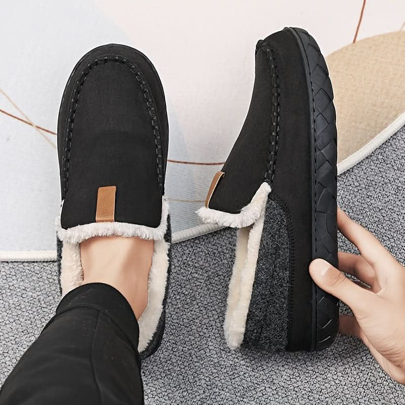Men's Moccasin Slippers in Warm Faux Wool for Winter 9