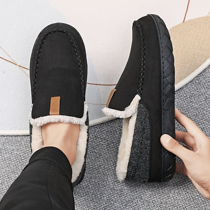 Men's Moccasin Slippers in Warm Faux Wool for Winter 9