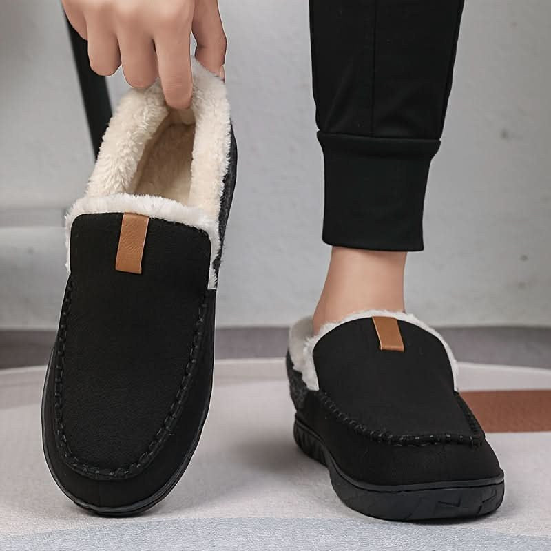 Men's Moccasin Slippers in Warm Faux Wool for Winter 10