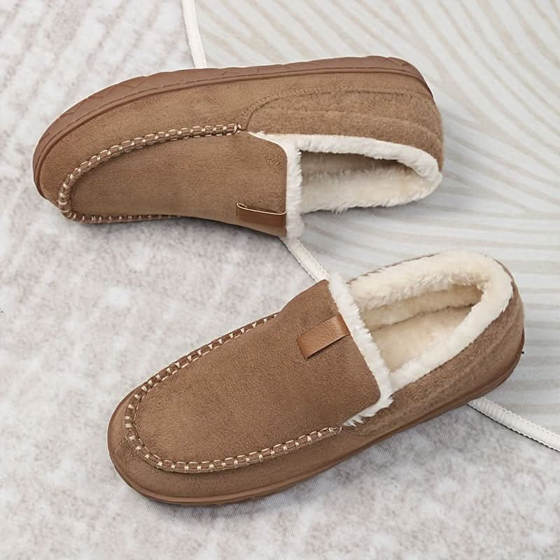 Men's Moccasin Slippers in Warm Faux Wool for Winter 2