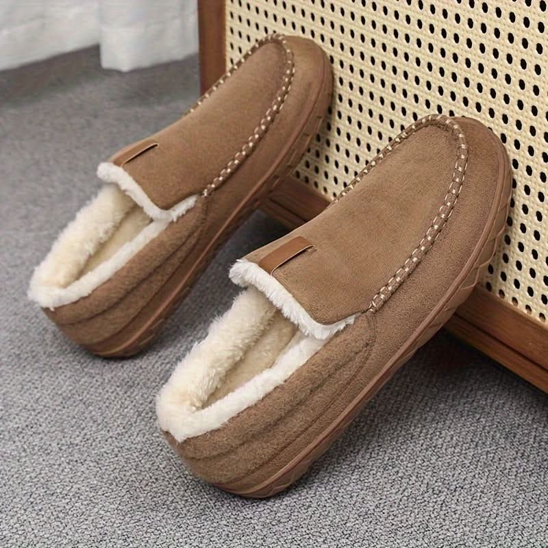 Men's Moccasin Slippers in Warm Faux Wool for Winter 8