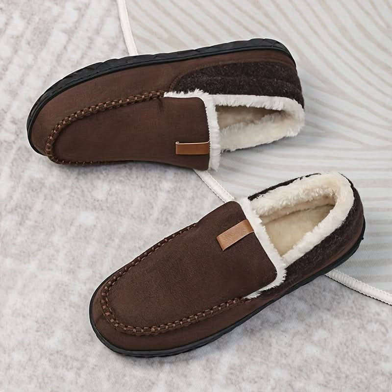 Men's Moccasin Slippers in Warm Faux Wool for Winter 5