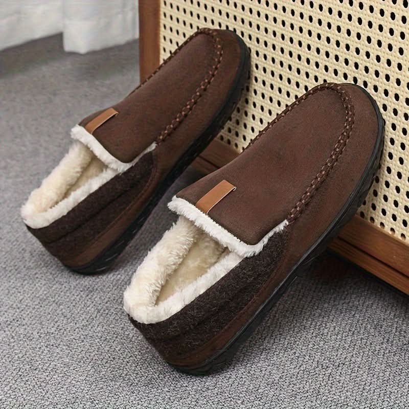 Men's Moccasin Slippers in Warm Faux Wool for Winter 11