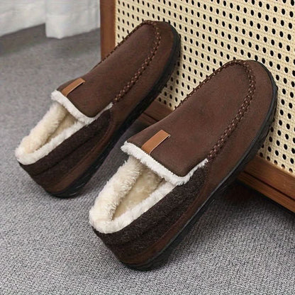 Men's Moccasin Slippers in Warm Faux Wool for Winter 11