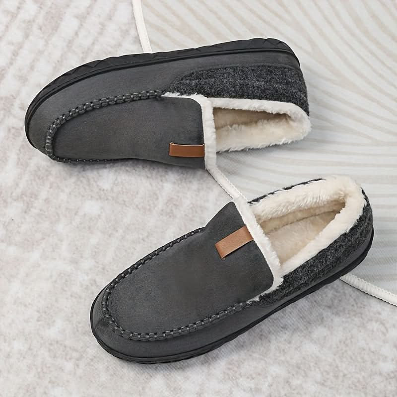 Men's Moccasin Slippers in Warm Faux Wool for Winter 4