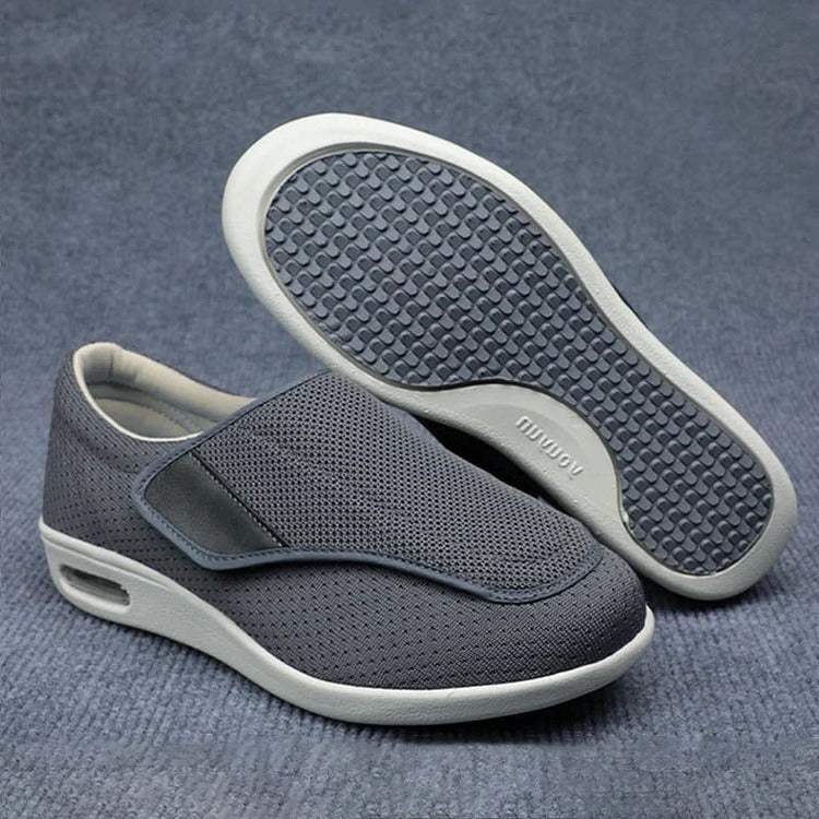 Gray wide fit shoes with sole view