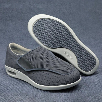 Gray wide fit shoes with sole view