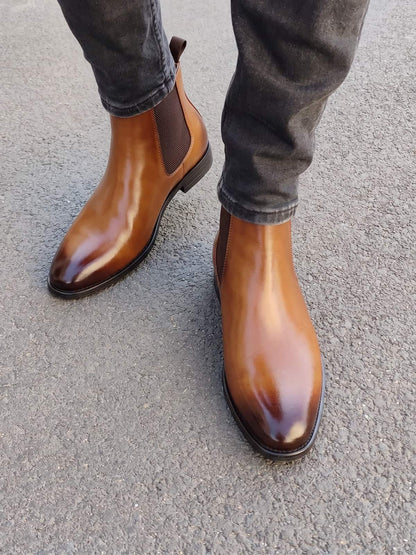 Winter Boots, Leather Chelsea Boots for Men with Pull Tab 7