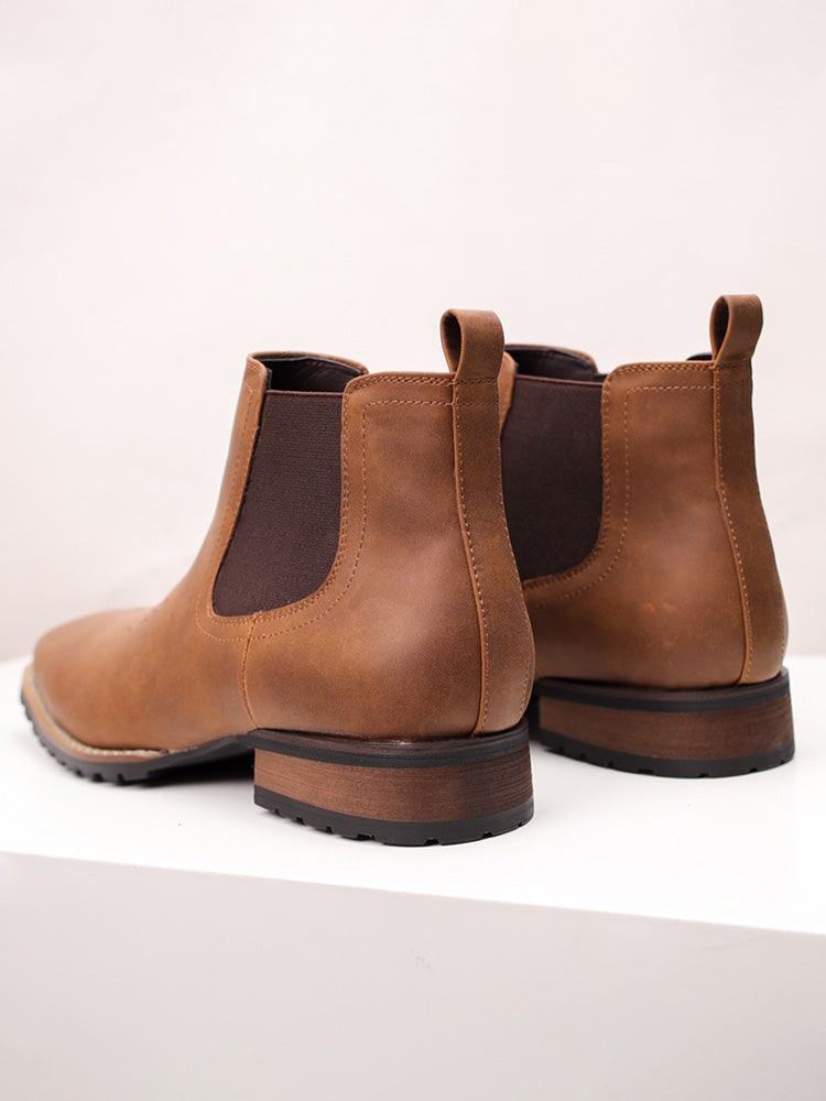 Winter Boots, Square Toe Chelsea Boots for Men Embroidered 8