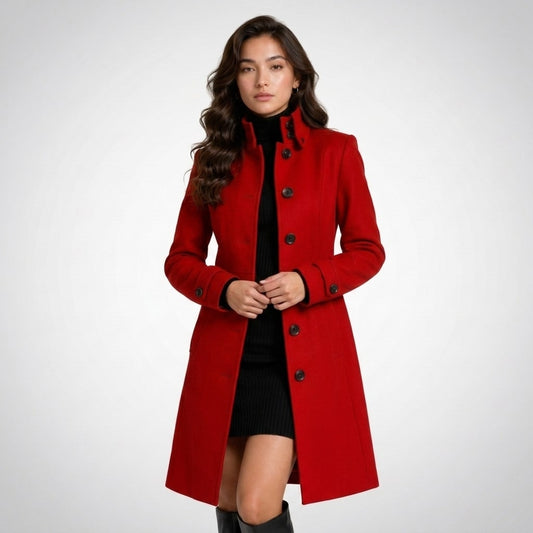 Winter Coat for Women, Knee-Length High Collar Coat 1