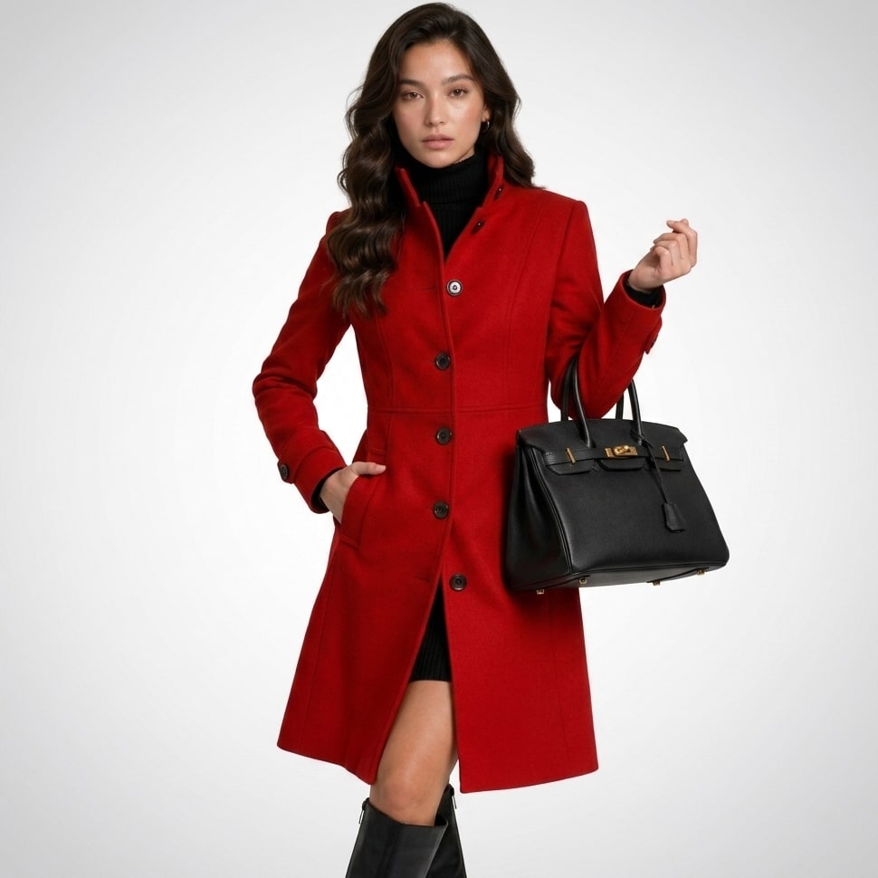 Winter Coat for Women, Knee-Length High Collar Coat 5