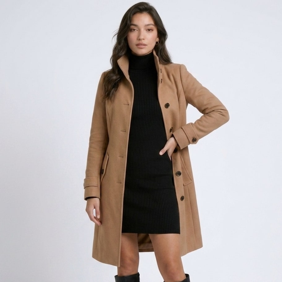 Winter Coat for Women, Knee-Length High Collar Coat 8