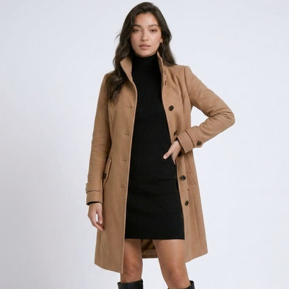 Winter Coat for Women, Knee-Length High Collar Coat 8