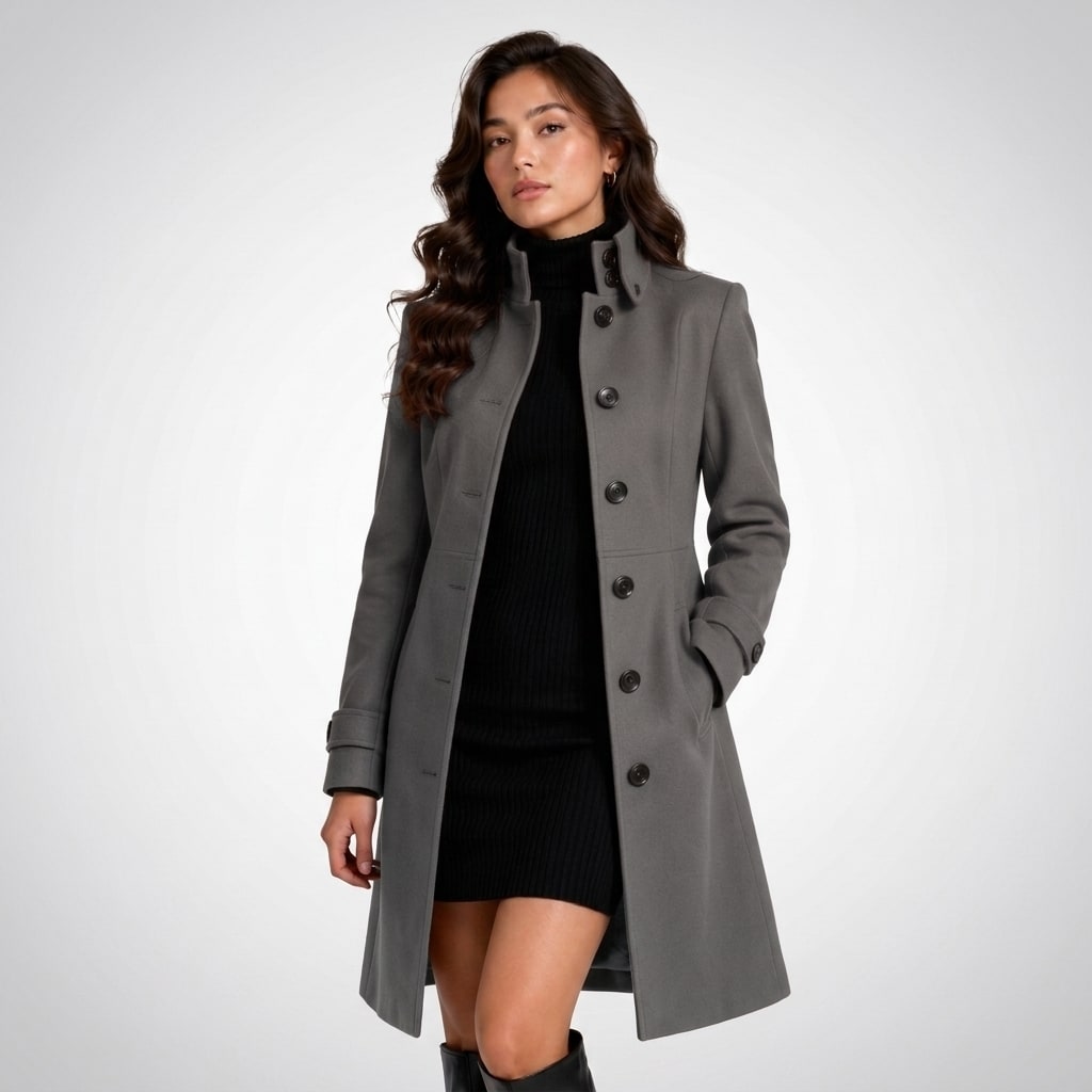 Winter Coat for Women, Knee-Length High Collar Coat 9