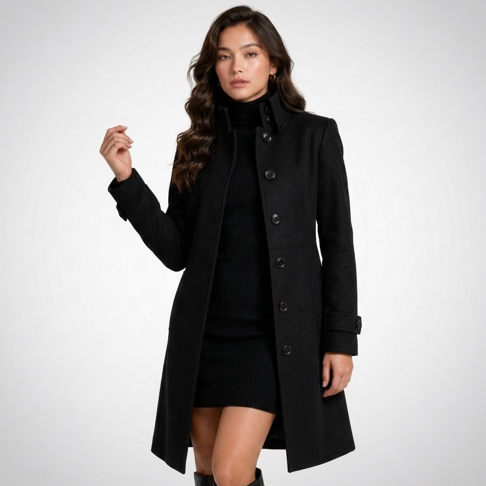 Winter Coat for Women, Knee-Length High Collar Coat 10
