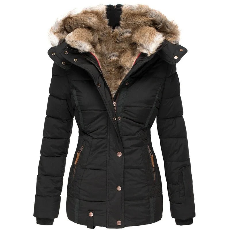 Winter Jacket Women, Warm Hooded Parka with Fur Lining 1