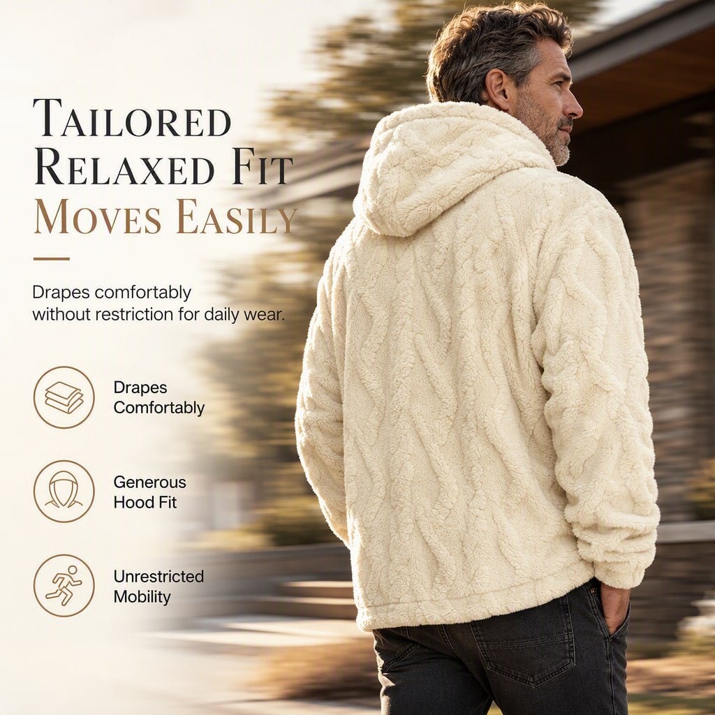 Winter Loungewear Hoodie for Men, Soft Plush Pullover 5