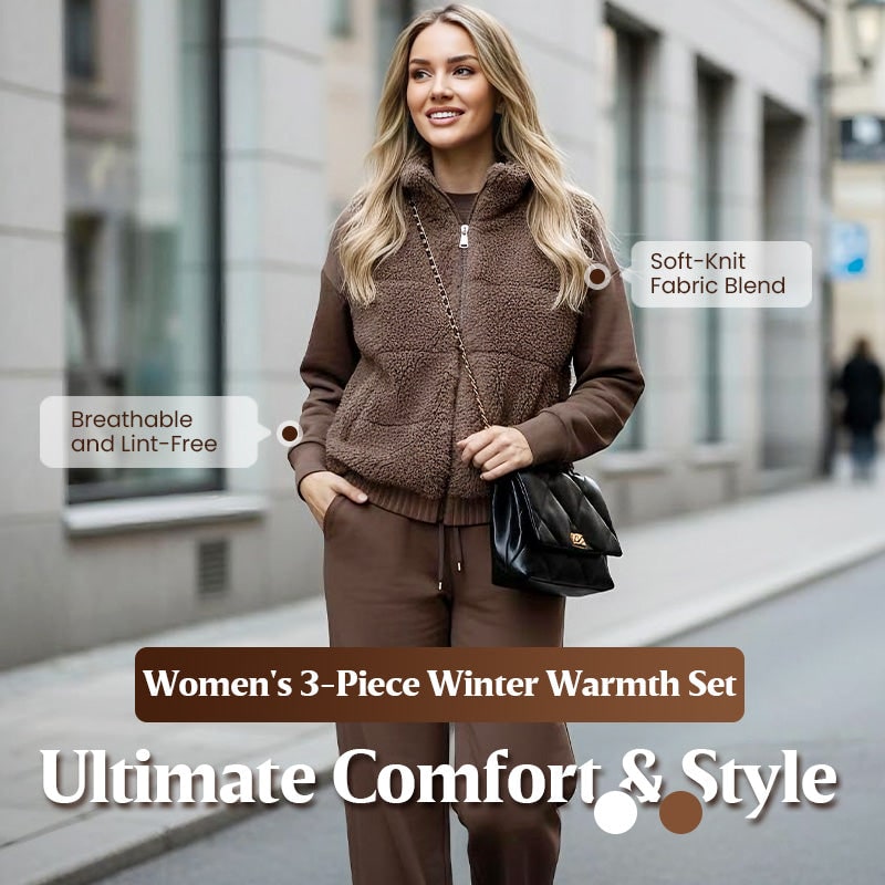 Winter Loungewear Knit Set for Women, 3-Piece Warm Outfit 1