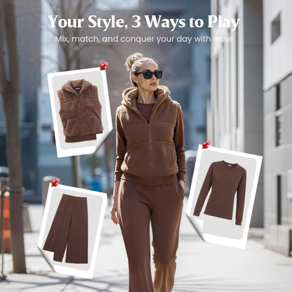 Winter Loungewear Knit Set for Women, 3-Piece Warm Outfit 2